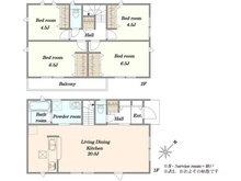 【東京都/調布市飛田給】調布市飛田給三丁目新築戸建　（1号棟/全2棟） 間取り図