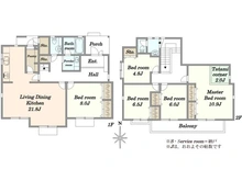 【東京都/八王子市元八王子町】八王子市元八王子町2丁目中古戸建 間取り図