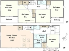 【神奈川県/川崎市麻生区細山】川崎市麻生区細山4丁目　新築戸建1号棟 間取り図