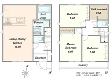 【東京都/多摩市一ノ宮】多摩市一ノ宮4丁目　新築戸建 間取り図