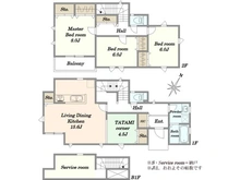 【神奈川県/川崎市多摩区長沢】川崎市多摩区長沢2丁目　新築戸建 間取り図