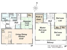 【神奈川県/川崎市多摩区南生田】川崎市多摩区南生田3丁目　B棟 間取り図