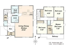【東京都/稲城市東長沼】稲城市東長沼　新築戸建1号棟 間取り図