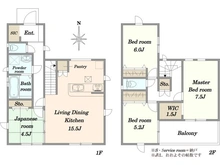 【東京都/稲城市東長沼】稲城市東長沼　新築戸建2号棟 間取り図