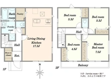 【東京都/町田市玉川学園】町田市玉川学園3丁目　新築戸建1号棟 間取り図