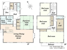 【東京都/八王子市西片倉】八王子市西片倉3丁目中古戸建 間取り図