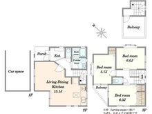 【神奈川県/横浜市港南区上永谷】横浜市港南区上永谷3丁目中古戸建 間取り図