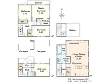 【東京都/荒川区東尾久】荒川区東尾久5丁目新築戸建 間取り図