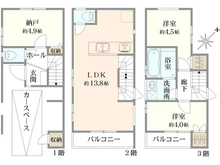【神奈川県/横浜市港北区大倉山】港北区大倉山7丁目新築戸建　A棟/全2棟 間取り図