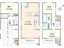 【神奈川県/横浜市港北区大倉山】港北区大倉山7丁目新築戸建　B棟/全2棟 間取り図