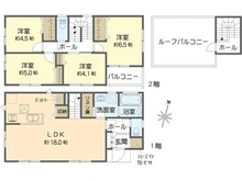 【神奈川県/横須賀市舟倉】横須賀市舟倉1丁目　新築戸建て2号棟 間取り図
