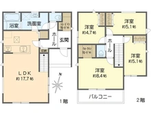 【神奈川県/横浜市金沢区釜利谷南】横浜市金沢区釜利谷南2丁目第7期 新築一戸建て 1号棟/全4棟 間取り図