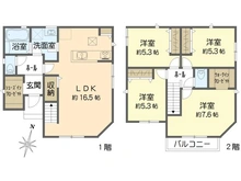 【神奈川県/横浜市金沢区釜利谷南】横浜市金沢区釜利谷南2丁目第7期 新築一戸建て 2号棟/全4棟 間取り図