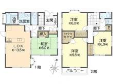 【神奈川県/横須賀市ハイランド】横須賀市ハイランド2丁目　中古戸建 間取り図