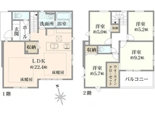 【神奈川県/横浜市泉区和泉中央北】泉区和泉中央北3丁目　新築戸建　2号棟/全3棟 間取り図