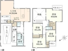 【神奈川県/横浜市港南区日野南】港南区日野南7丁目　新築戸建　全1棟 間取り図