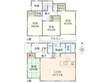 【神奈川県/横浜市栄区桂台西】栄区桂台西2丁目　新築戸建2号棟(全2棟) 間取り図