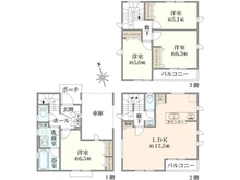 【神奈川県/川崎市宮前区南野川】宮前区南野川2丁目　新築戸建て3号棟(全5棟) 間取り図