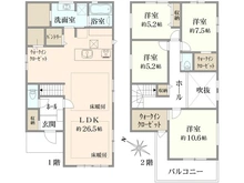 【神奈川県/横浜市都筑区東山田】都筑区東山田1丁目　新築戸建て3号棟（全3棟） 間取り図