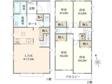 【神奈川県/川崎市宮前区南野川】宮前区南野川1丁目　新築戸建てA号棟（全2棟） 間取り図