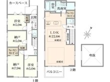 【神奈川県/相模原市南区上鶴間】南区上鶴間8丁目　新築戸建て1号棟（全3棟） 間取り図