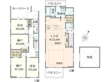 【神奈川県/相模原市南区上鶴間】南区上鶴間8丁目　新築戸建て2号棟（全3棟） 間取り図