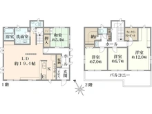 【神奈川県/横浜市都筑区茅ケ崎東】都筑区茅ヶ崎東二丁目　中古戸建 間取り図