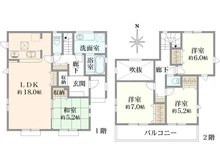 【神奈川県/横浜市都筑区加賀原】都筑区加賀原1丁目　新築戸建5号棟（全7棟） 間取り図