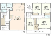 【神奈川県/横浜市青葉区元石川町】横浜市青葉区元石川町　新築戸建 間取り図