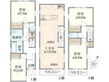 【神奈川県/横浜市港北区高田西】高田西3丁目　新築戸建　5号棟 間取り図