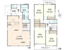 【東京都/小金井市中町】小金井市中町1丁目 新築戸建 全3棟 3号棟 間取り図