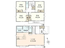 【東京都/小平市鈴木町】小平市鈴木町1丁目新築戸建　全棟　H号棟 間取り図