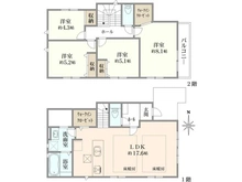【東京都/小平市花小金井】小平市花小金井8丁目新築戸建  全2棟 1号棟 間取り図