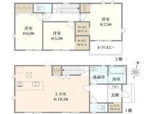 【東京都/日野市大字日野】日野市日野新築戸建 2号棟 全2棟 間取り図
