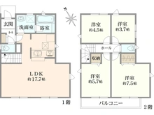 【東京都/小平市上水新町】新築戸建：小平市上水新町2丁目（全15棟 2号棟） 間取り図