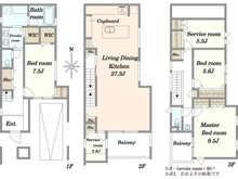 【東京都/世田谷区弦巻】世田谷区弦巻3丁目新築戸建 間取り図