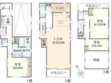 【東京都/杉並区松庵】杉並区松庵三丁目　新築戸建て 間取り図