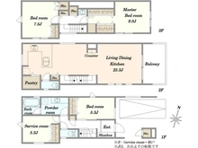 【東京都/目黒区緑が丘】目黒区緑が丘一丁目　新築戸建 間取り図