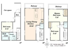 【東京都/国立市東】国立市東4丁目　新築戸建1号棟 間取り図