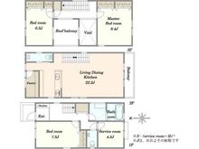 【東京都/目黒区上目黒】目黒区上目黒4丁目　中古戸建 間取り図