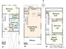 【東京都/世田谷区深沢】世田谷区深沢3丁目　新築戸建 間取り図