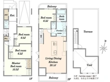 【東京都/世田谷区北烏山】世田谷区北烏山3丁目　新築戸建 間取り図