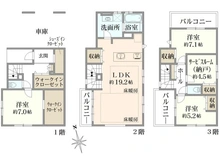 【東京都/中野区江古田】中野区江古田1丁目　新築分譲住宅1号棟【全2棟】 間取り図