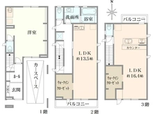 【東京都/練馬区中村南】練馬区中村南2丁目　一戸建 間取り図