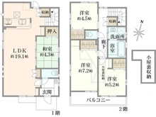 【東京都/東久留米市小山】東久留米市小山5丁目　新築戸建　1号棟【全5棟】 間取り図