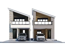 【東京都/世田谷区北烏山】世田谷区北烏山3丁目　新築戸建 外観：図面を基に描き起したもので、実際とは多少異なる場合があります。（本物件：左側）