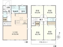 【東京都/三鷹市中原】三鷹市中原4丁目新築戸建て　2号棟 間取り図