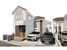 【東京都/世田谷区砧】世田谷区砧1丁目新築戸建　1号棟 完成予想図：図面を基に描き起したもので、実際とは多少異なる場合があります。左手前側／全４棟