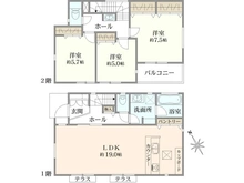 【東京都/世田谷区砧】世田谷区砧1丁目新築戸建　2号棟 間取り図