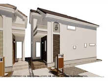 【東京都/世田谷区砧】世田谷区砧1丁目新築戸建　3号棟 完成予想図：図面を基に描き起したもので、実際とは多少異なる場合があります。中央／全4棟